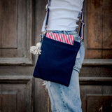 Navy Felt Crossbody Bag