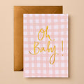 Oh Baby Gingham Greeting Card | Pink