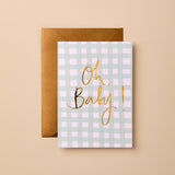 Oh Baby! New Baby Card – Mint Green Gingham