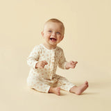 Wilson and Frenchy Organic Waffle Ruffle Zipsuit - Winter Bloom