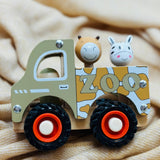Wooden Zoo Truck Toy with Animal Figurines