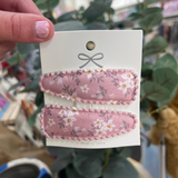 Fabric Hair Clips - Floral