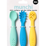 Bear Suction Bowl and Mini Cutlery Set - Mint/Blue