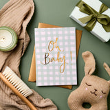 Oh Baby! New Baby Card – Mint Green Gingham