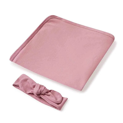 Jewel Pink Baby Jersey Wrap & Topknot Set