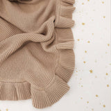 Hazelnut Ruffle Knit Organic Baby Blanket