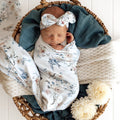 Sweet Swallows Organic Jersey Wrap & Topknot Set