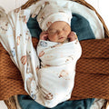 Up & Away Organic Jersey Wrap & Beanie Set