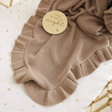 Hazelnut Ruffle Knit Organic Baby Blanket
