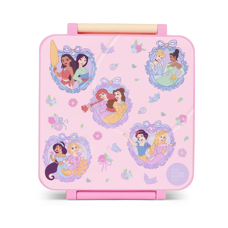 Pink snack box with Disney Princesses on a white background