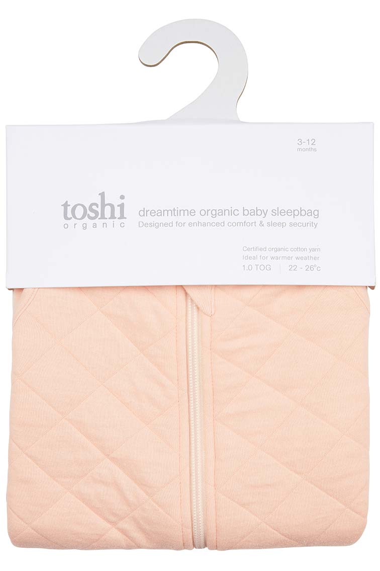 Dreamtime Organic Baby Sleep Bag Sleeveless 1 TOG Blush