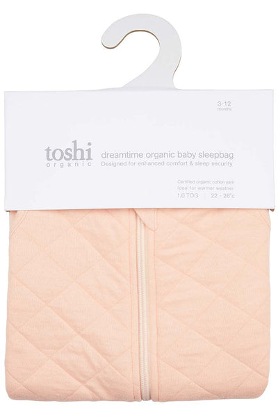 Dreamtime Organic Baby Sleep Bag Sleeveless 1 TOG Blush