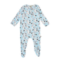 Seagulls Print Footed Zipsuit - Blue