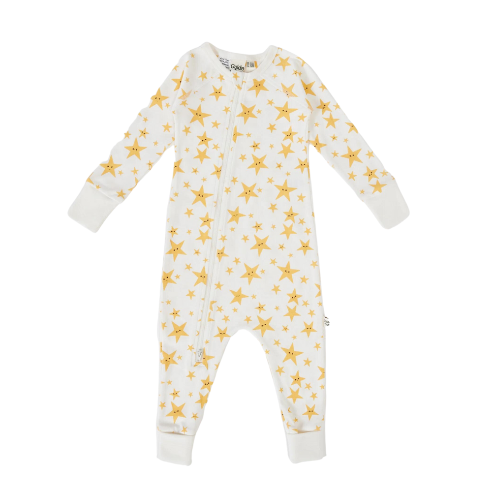 Oliver Star Print Zipsuit - White