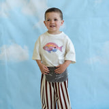 Organic French Terry Striped Pants - Maroon