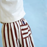 Organic French Terry Striped Pants - Maroon