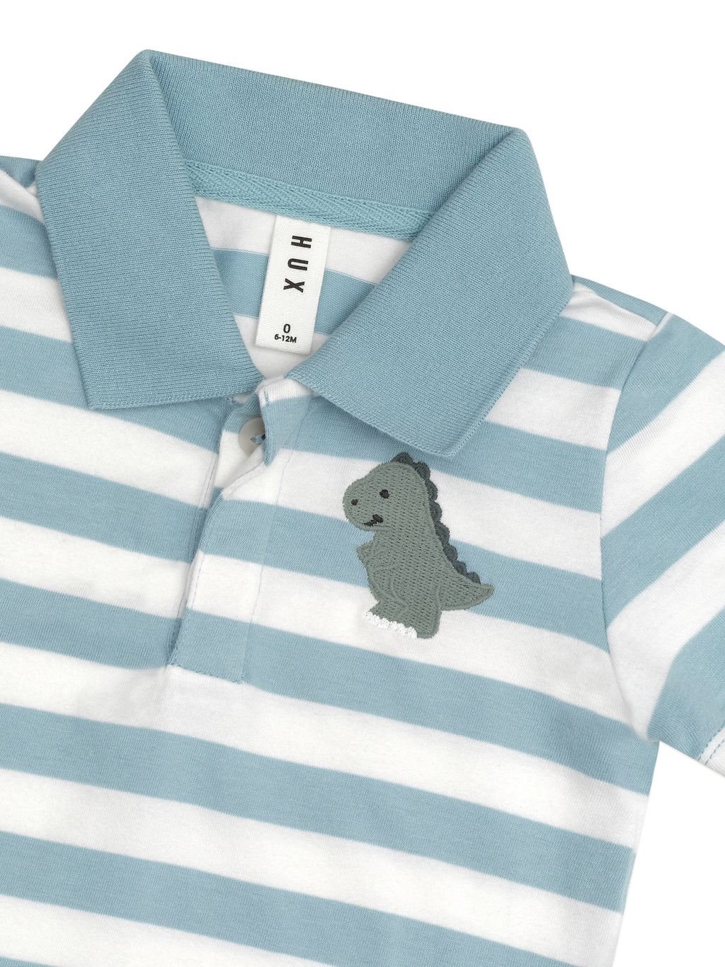 T-Rex Stripe Polo Shirt - Marine Blue / Almond Milk