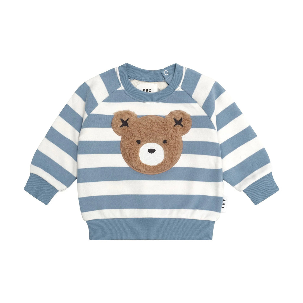 Furry Hux Stripe Sweatshirt - Cornflower/Ecru