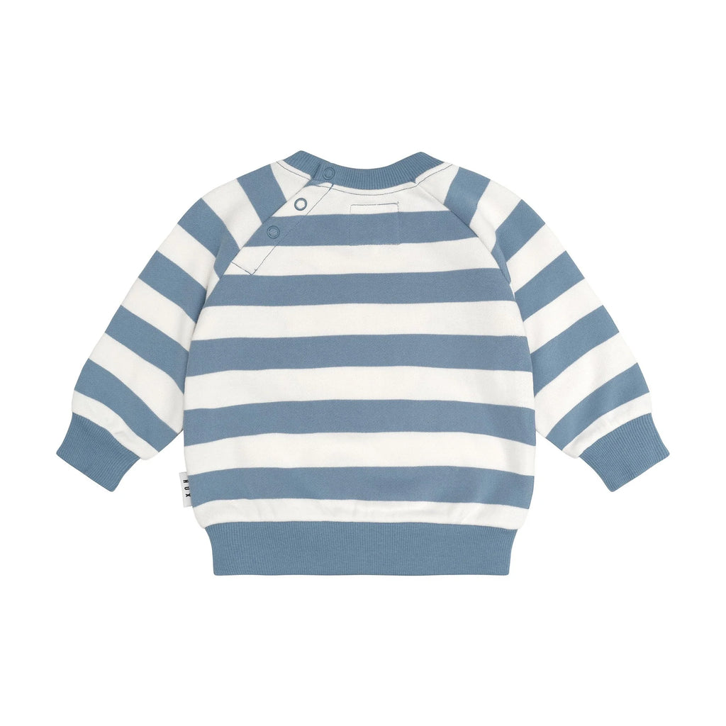 Furry Hux Stripe Sweatshirt - Cornflower/Ecru
