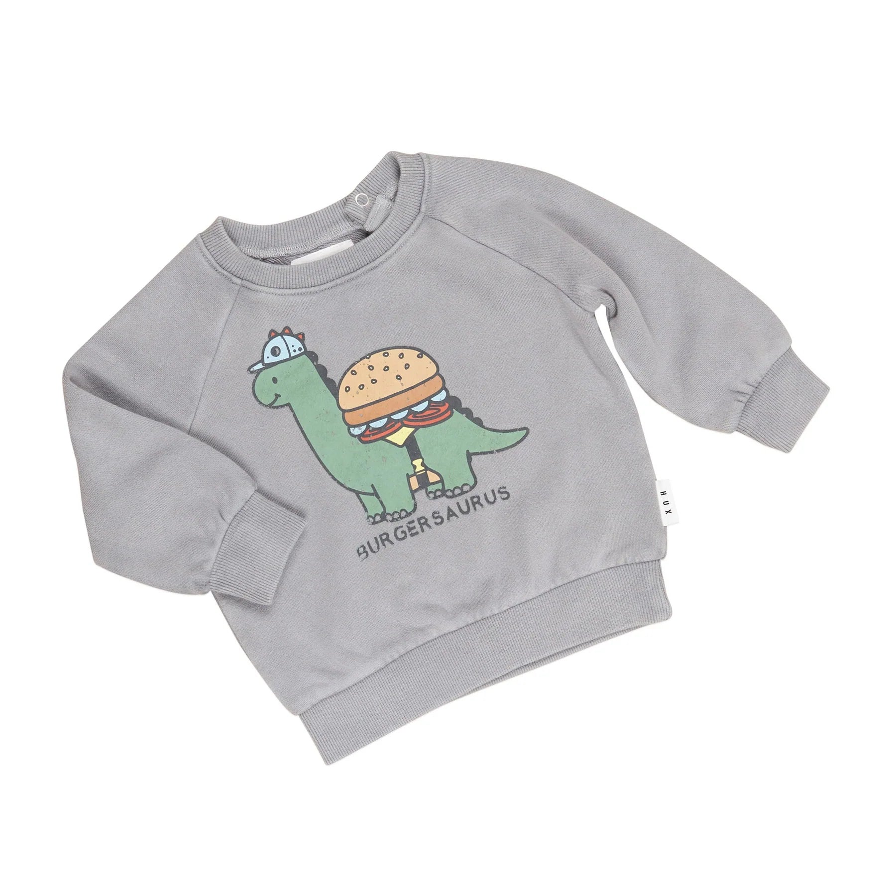 Huxbaby Burgersaurus Sweatshirt - Washed Grey