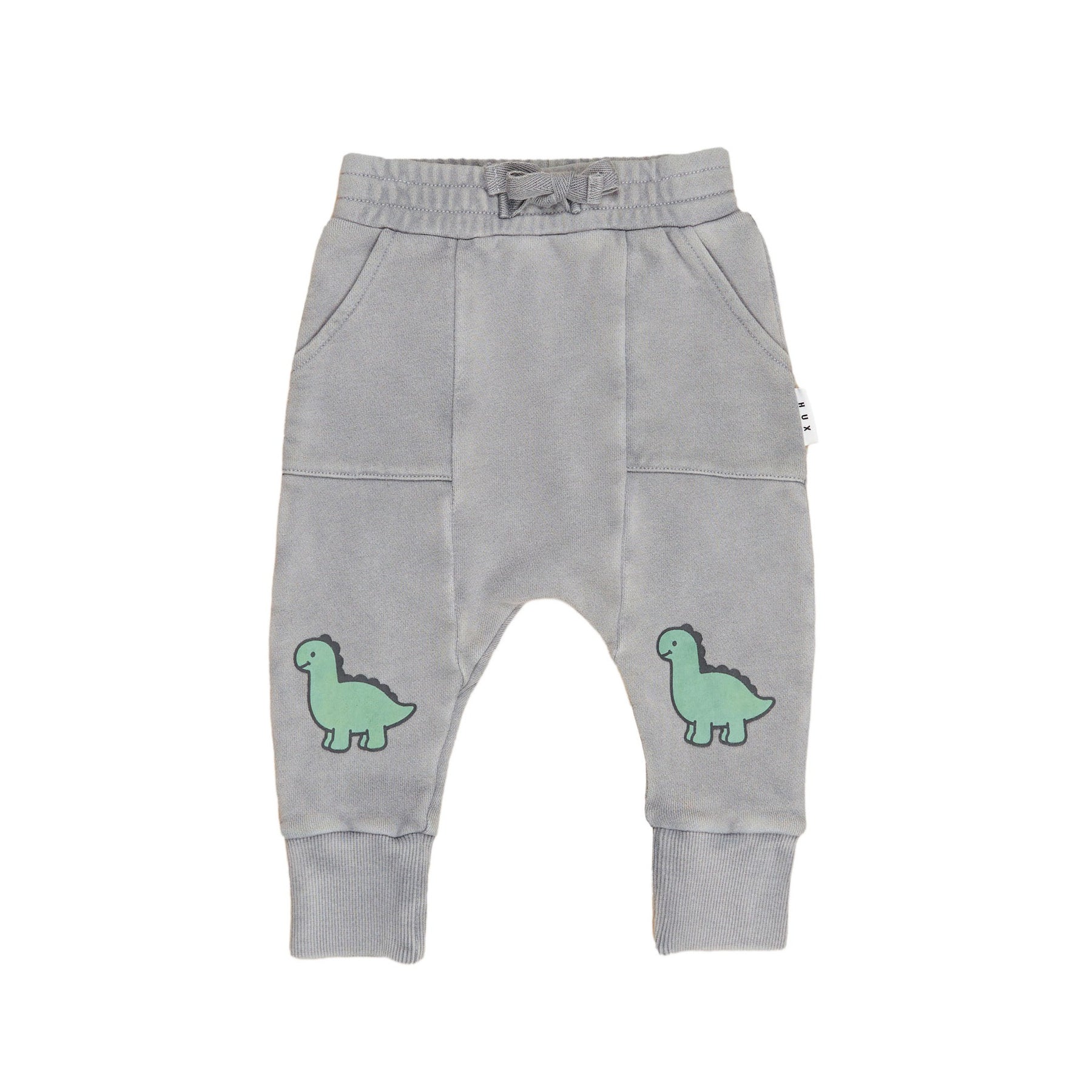 Huxbaby Vintange Grey Dino Drop Crotch Pant - Washed Grey