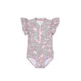 Rainbow Daisy Frill Zip Swimsuit