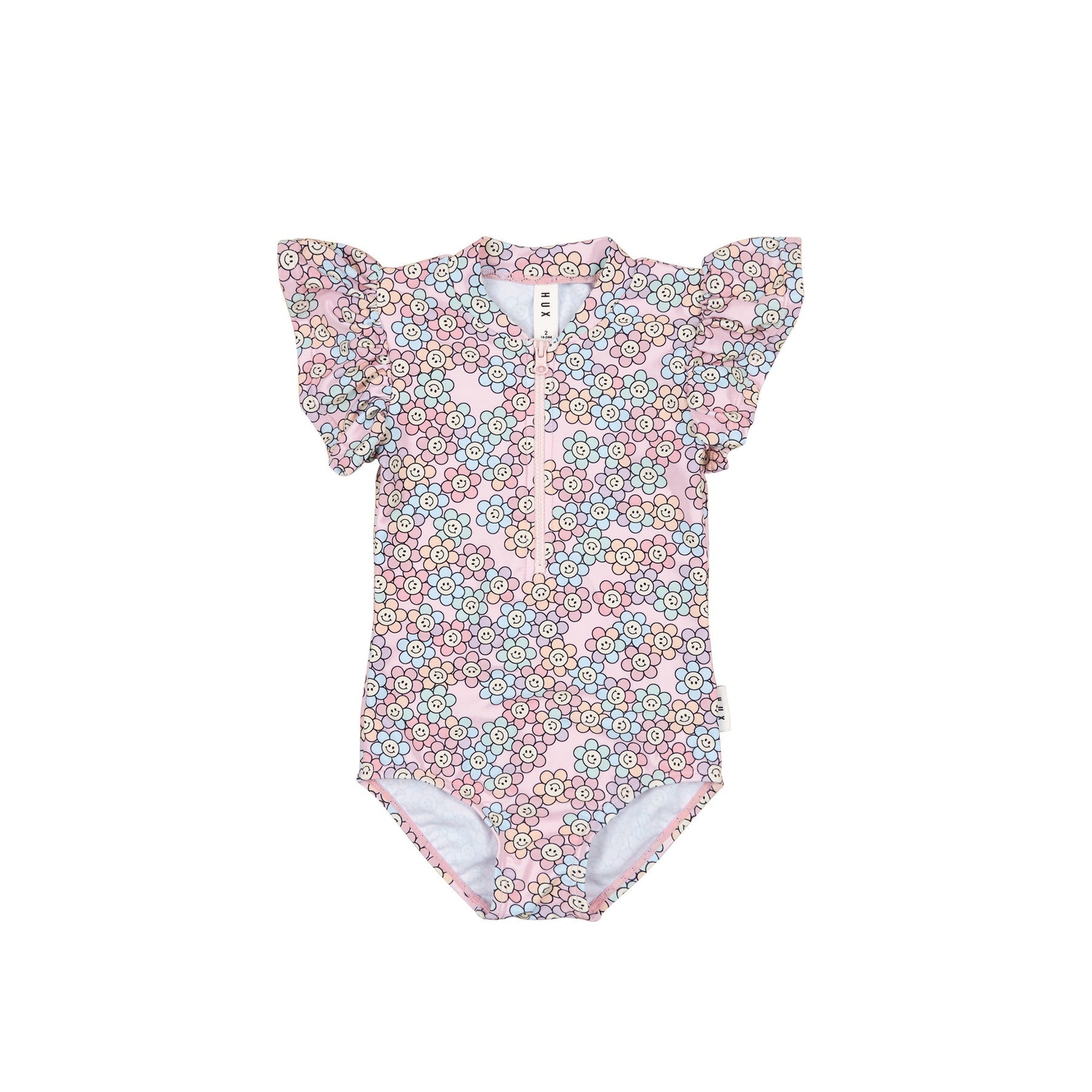 Rainbow Daisy Frill Zip Swimsuit
