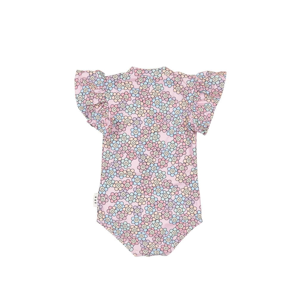 Rainbow Daisy Frill Zip Swimsuit