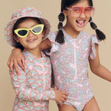 Rainbow Daisy Frill Zip Swimsuit