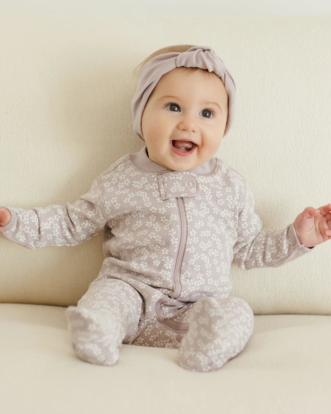 Quincy Mae Zip Long Sleeve Sleeper Footie | Lavender Ditsy