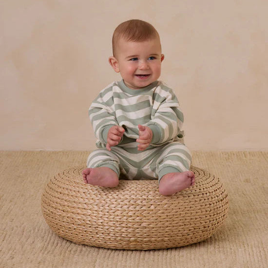 Quincy Mae Relaxed Sweatshirt | Sage Stripe