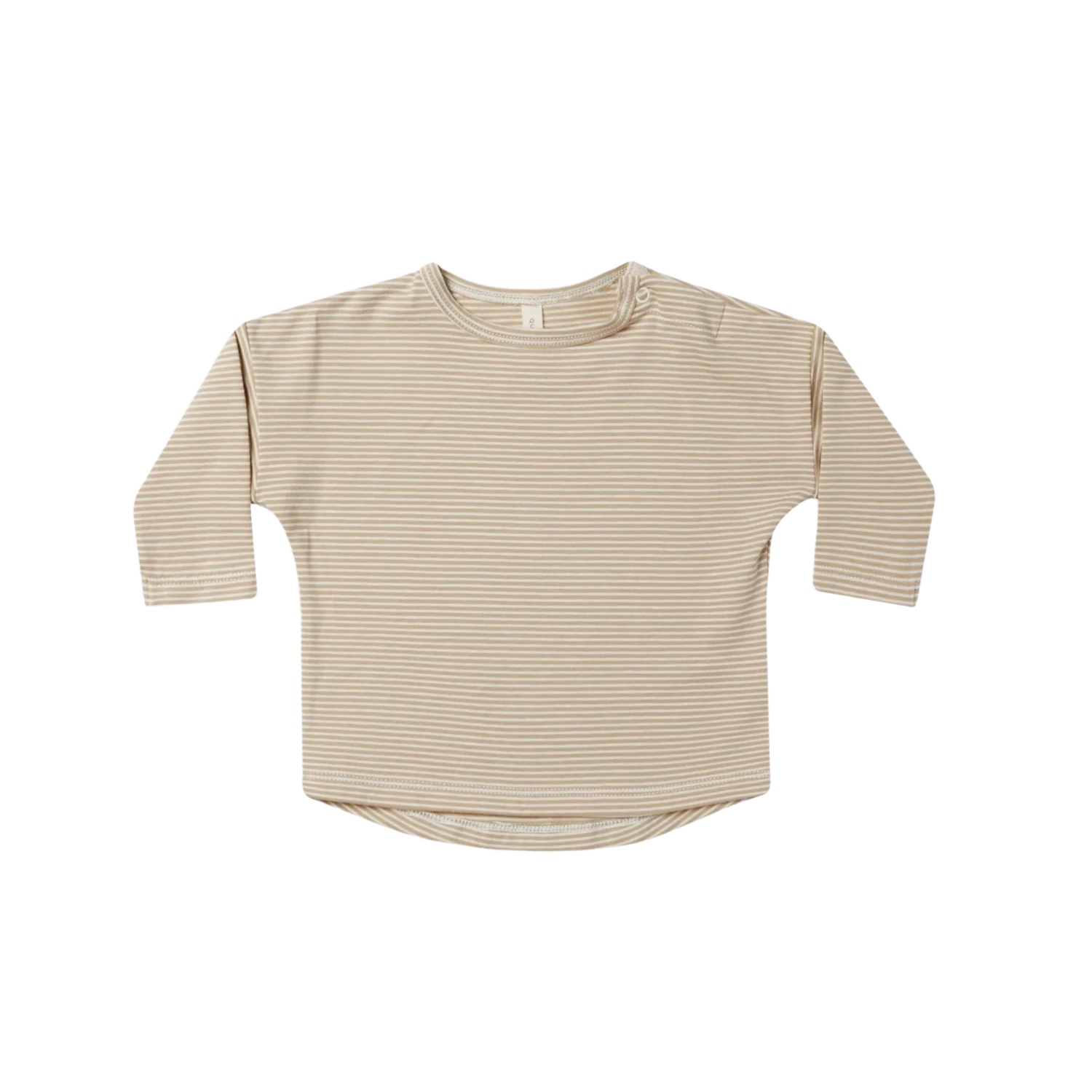 Long Sleeve Pocket Tee || colour block - LATTE-MICRO-STRIPE