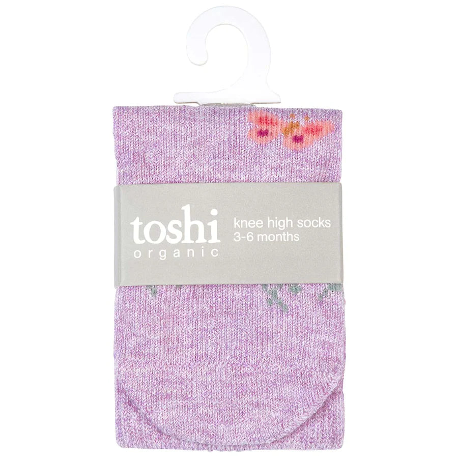 Organic Socks Knee Jacquard - Lavandula