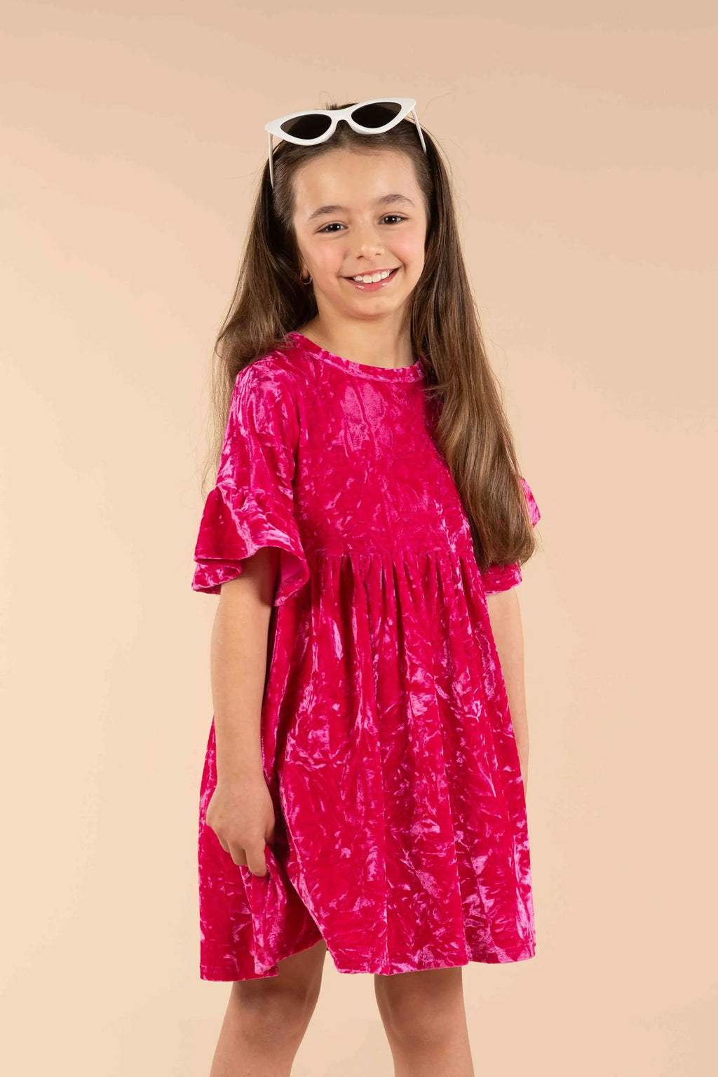 Rock Your Baby Hot Pink Crushed Velvet Dress