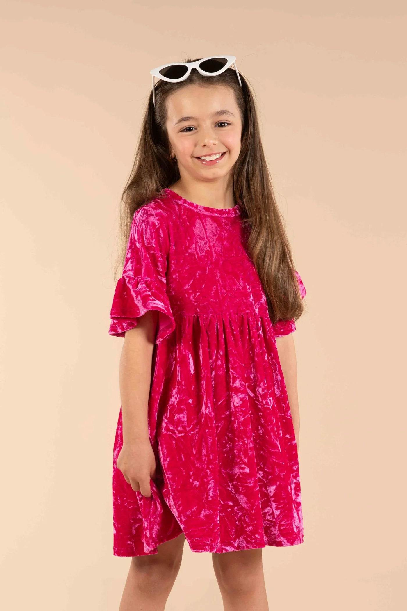 Rock Your Baby Hot Pink Crushed Velvet Dress