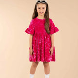 Rock Your Baby Hot Pink Crushed Velvet Dress