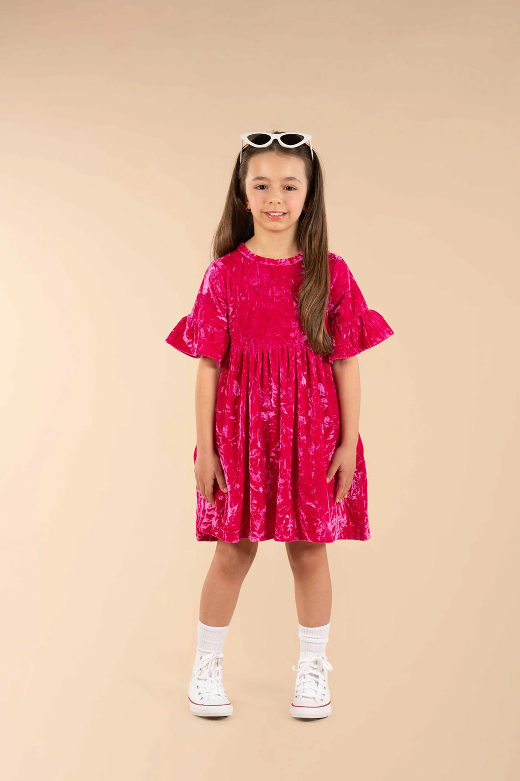 Rock Your Baby Hot Pink Crushed Velvet Dress