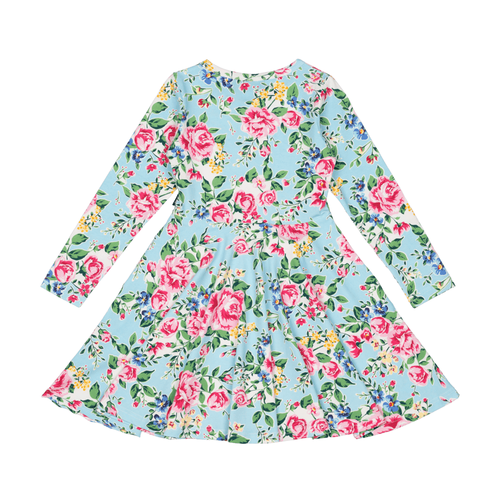 Rock Your Baby Blue Garden Waisted Dress - Blue Floral
