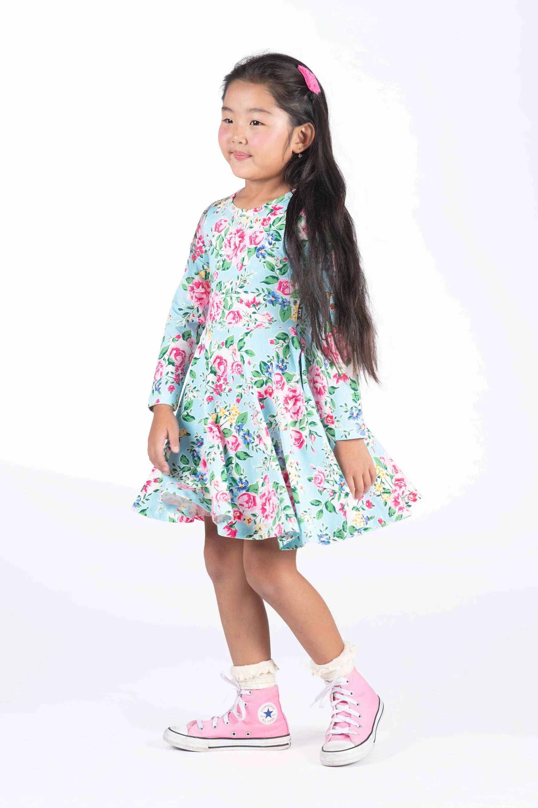 Rock Your Baby Blue Garden Waisted Dress - Blue Floral