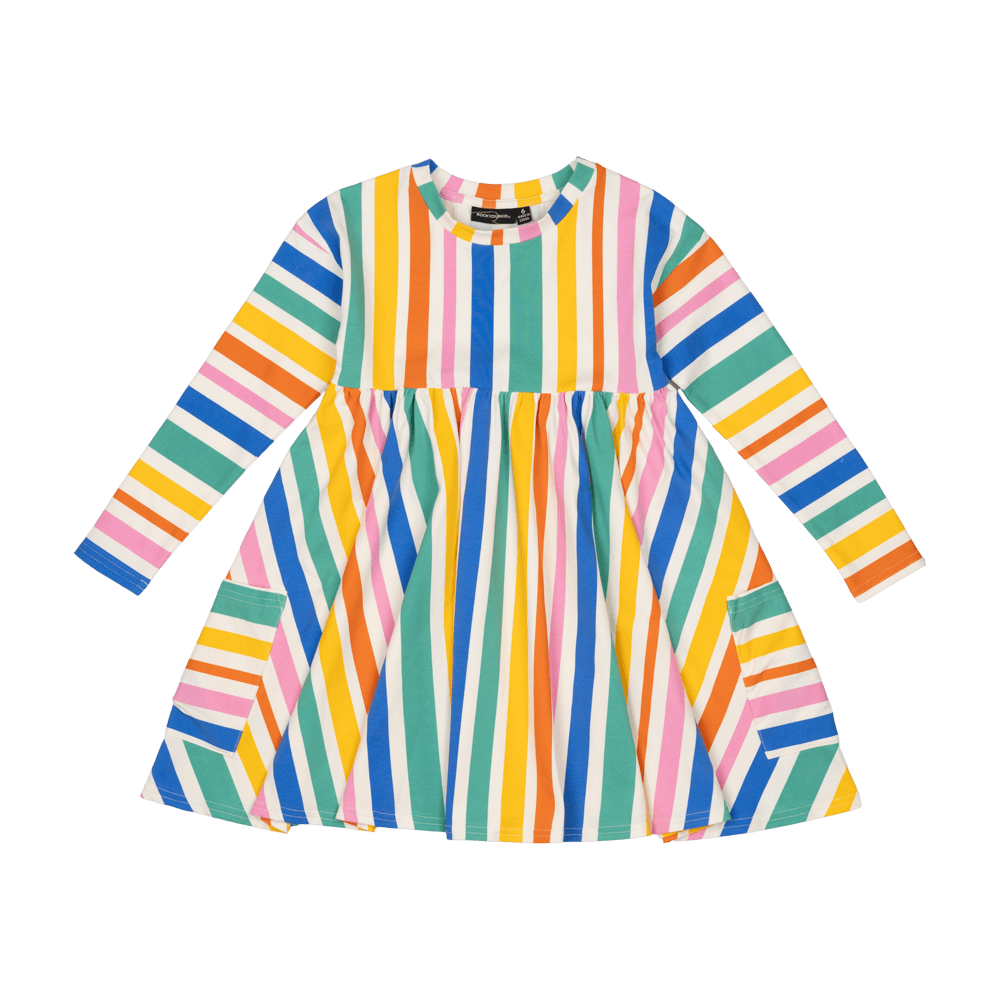 Rock Your Baby Rainbow Stripes Dress - Stripes