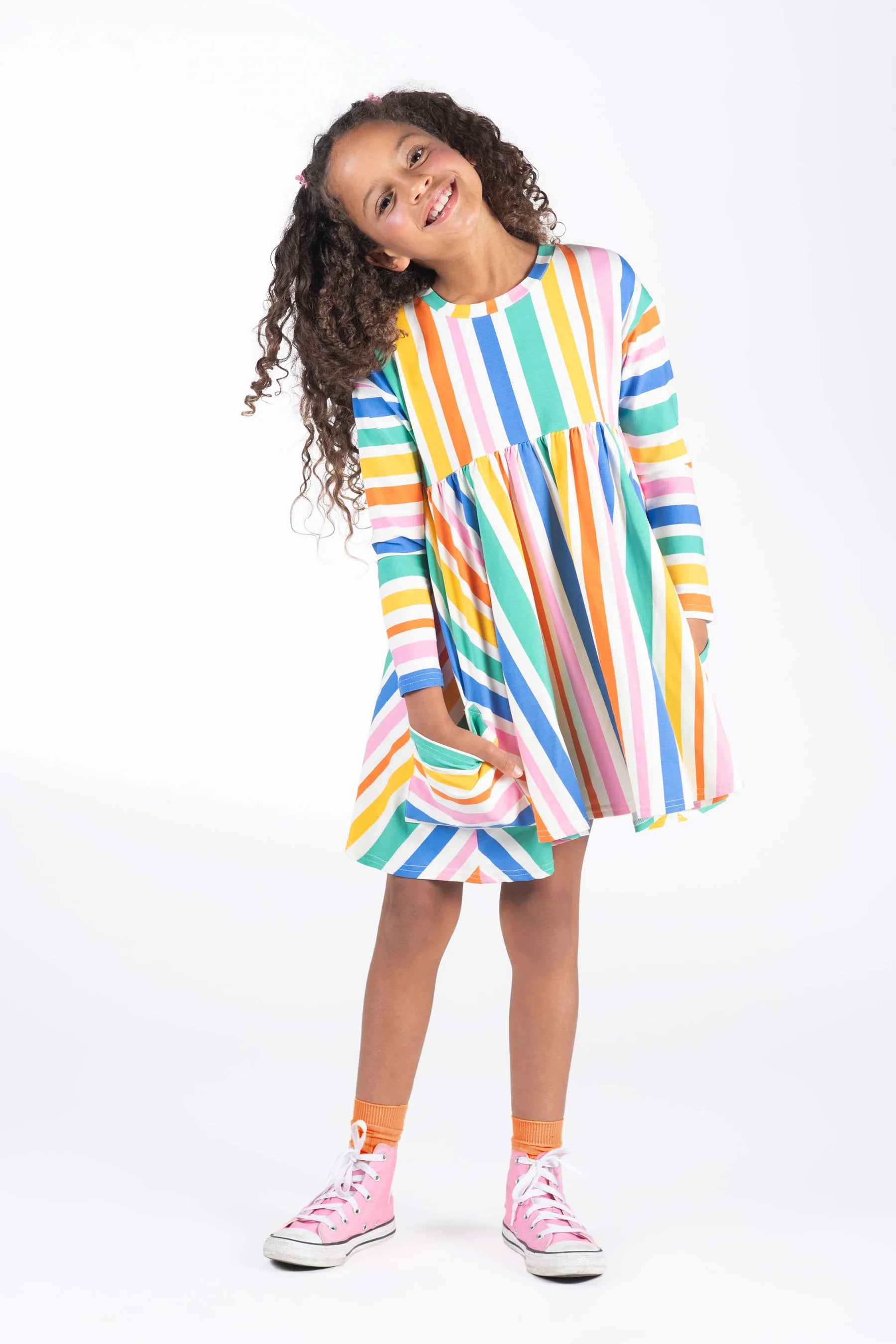 Rock Your Baby Rainbow Stripes Dress - Stripes