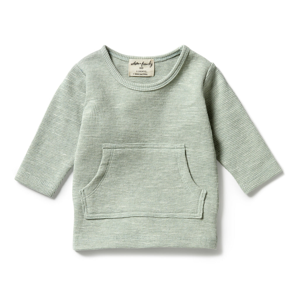 Organic Waffle Pocket Top - Sage