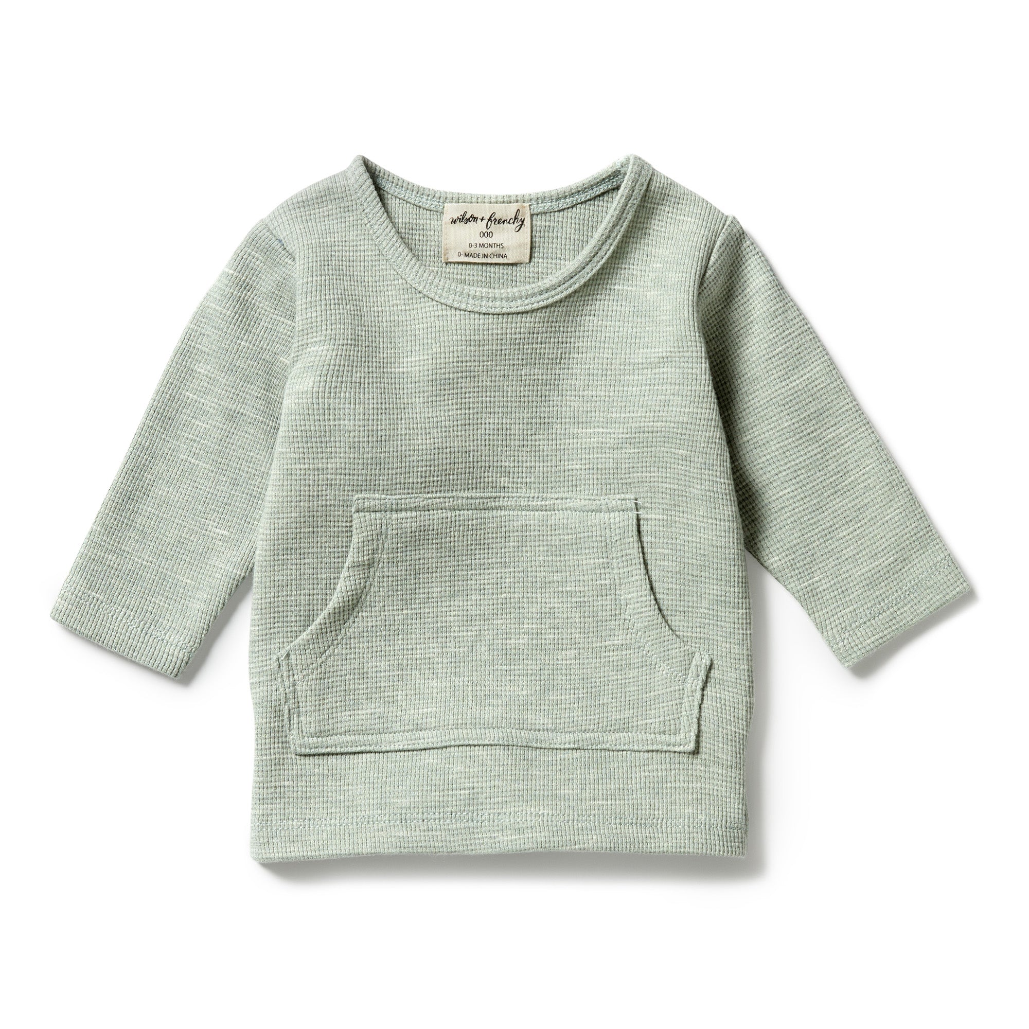 Organic Waffle Pocket Top - Sage