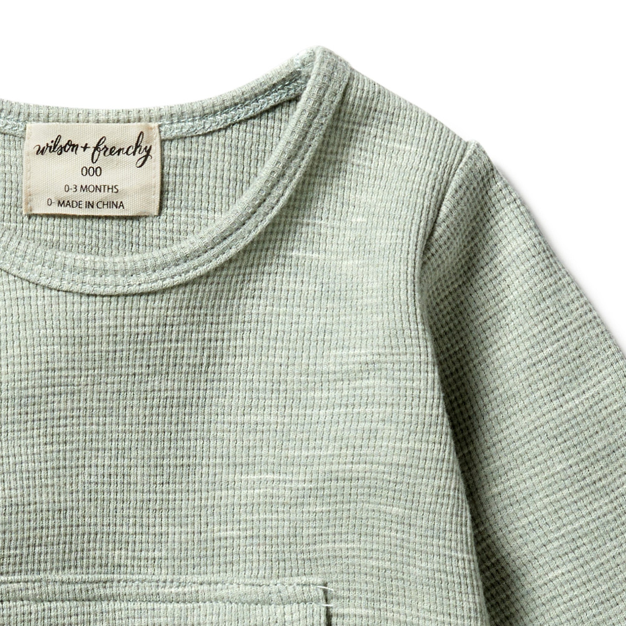 Organic Waffle Pocket Top - Sage