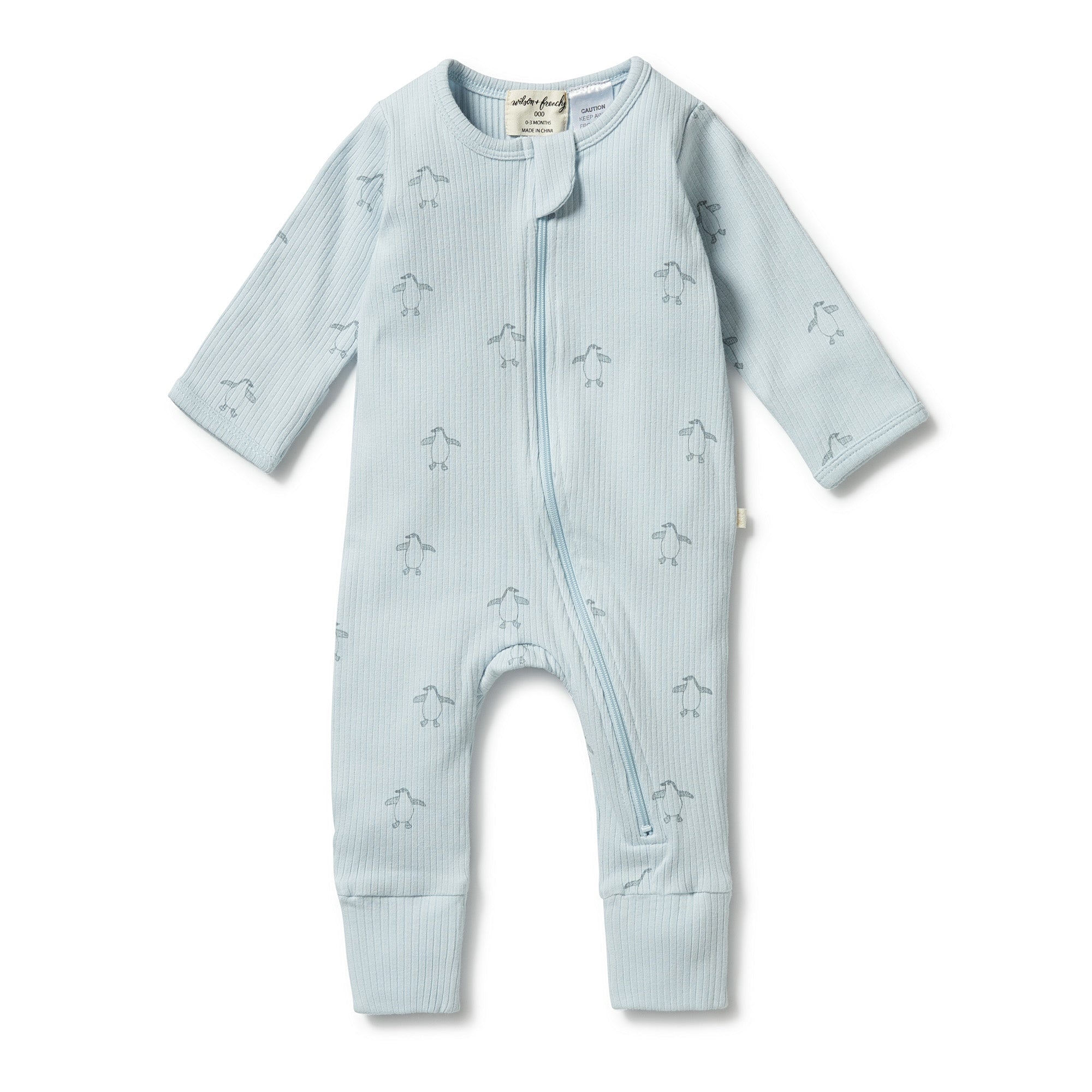 Organic Zipsuit with Feet - Arctic Blast