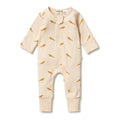 Organic Rib Zipsuit with Feet - Tweet Tweet