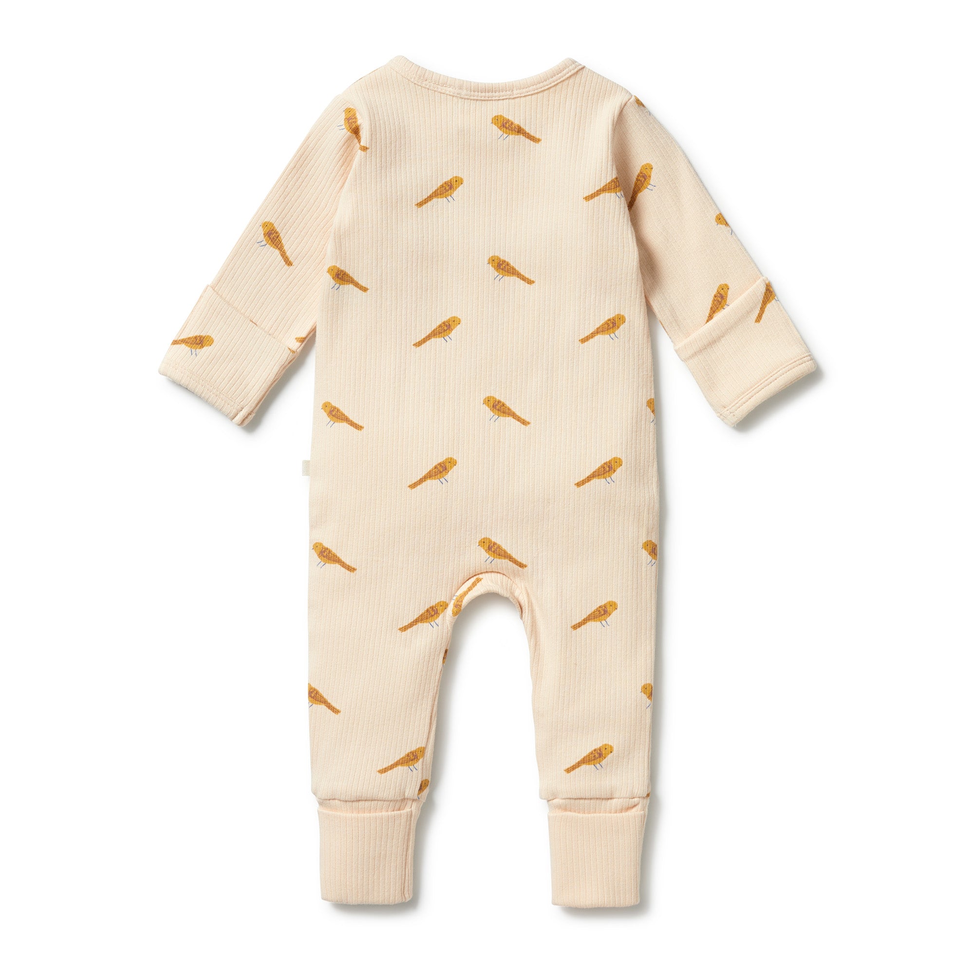 Organic Rib Zipsuit with Feet - Tweet Tweet
