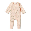 Organic Rib Zipsuit with Feet - Falling Leaf