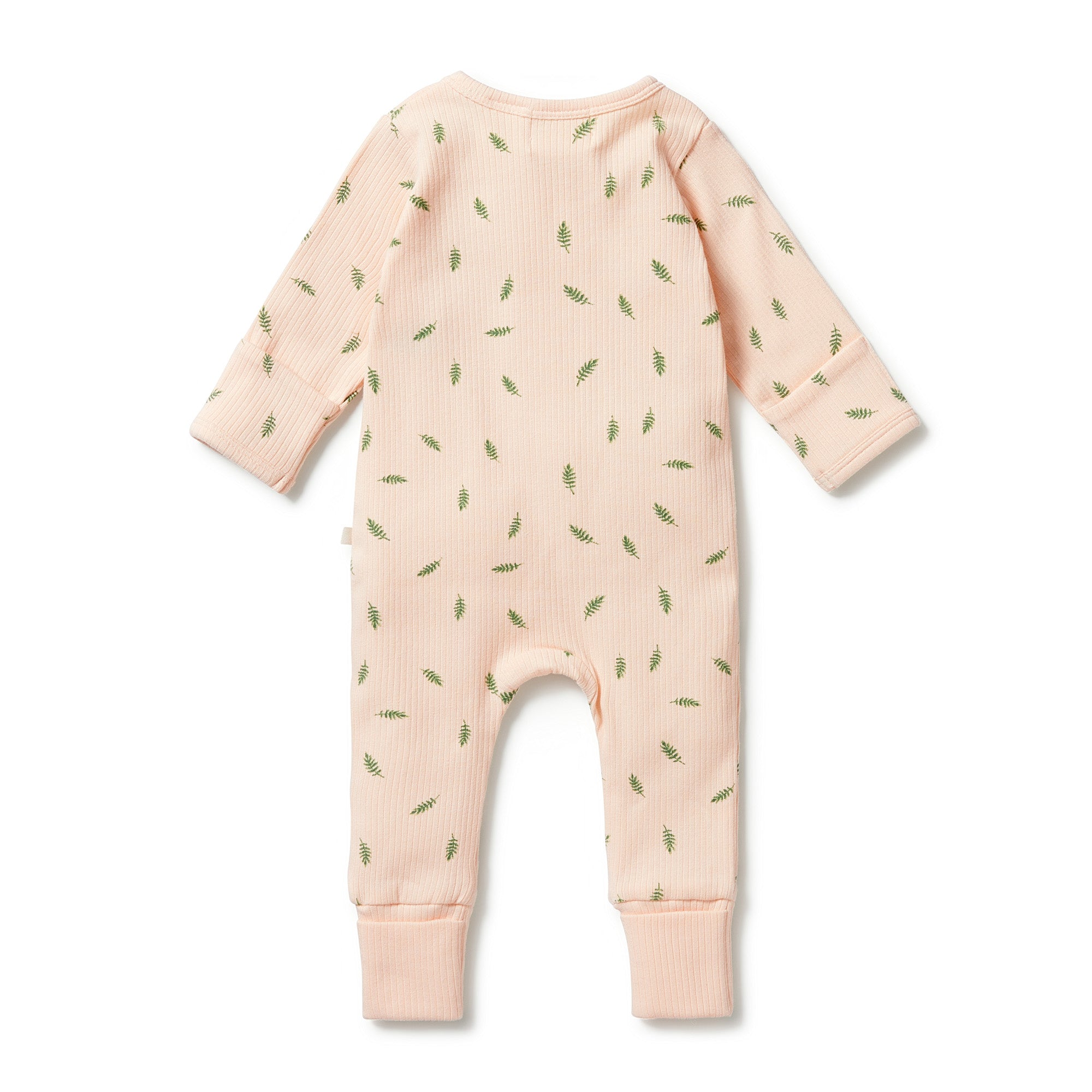 Organic Rib Zipsuit with Feet - Falling Leaf