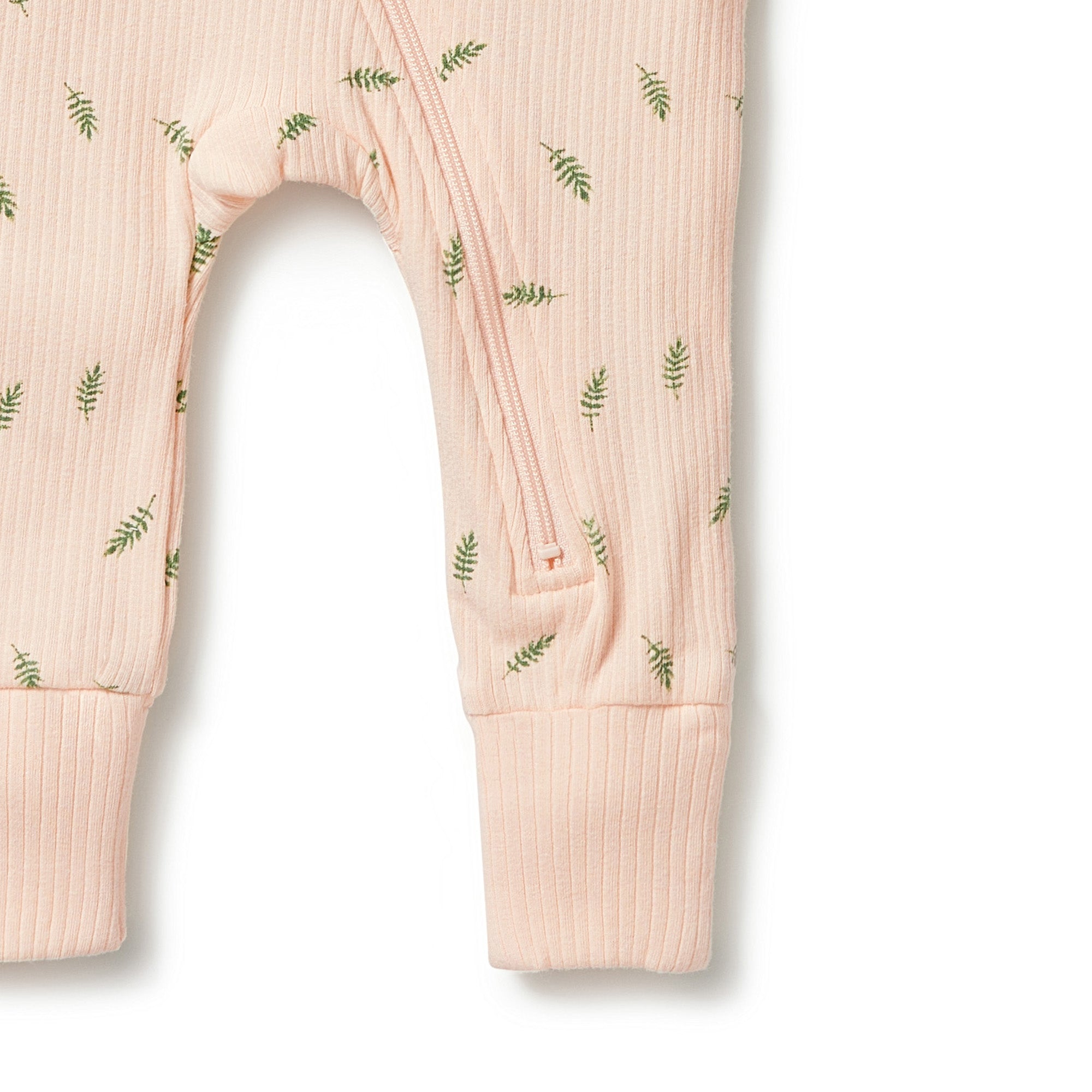 Organic Rib Zipsuit with Feet - Falling Leaf